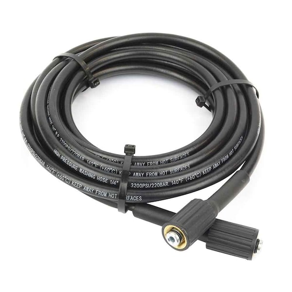 Interstate Pneumatics 1/4 Inch x 25 ft PVC Black High Pressure Hose, M22 Female With Sleeve, 3200 PSI PW7202 - main